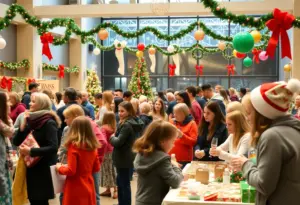 Families enjoying festive activities at the Holiday Healing with Soul Santa event