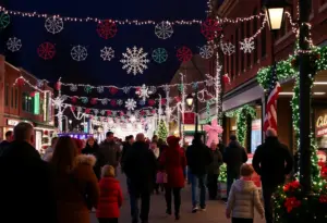 Festive holiday atmosphere in Louisville with lights and community activities.