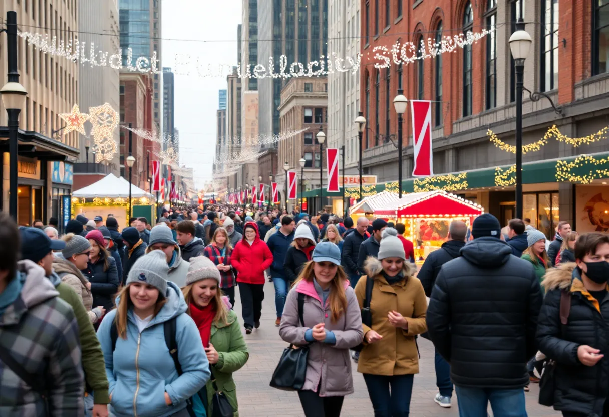 A vibrant scene of Louisville, Kentucky during January events