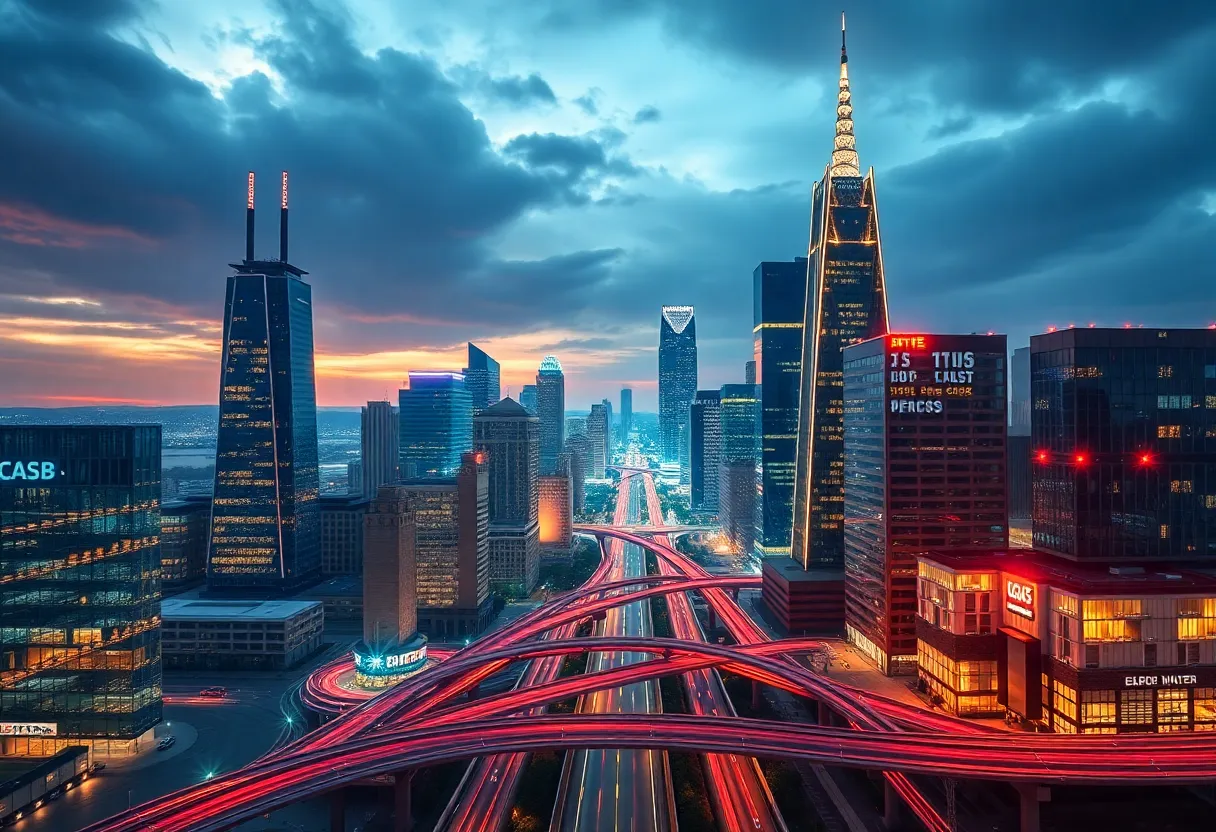 Futuristic view of Louisville, highlighting AI investments and technology infrastructure.