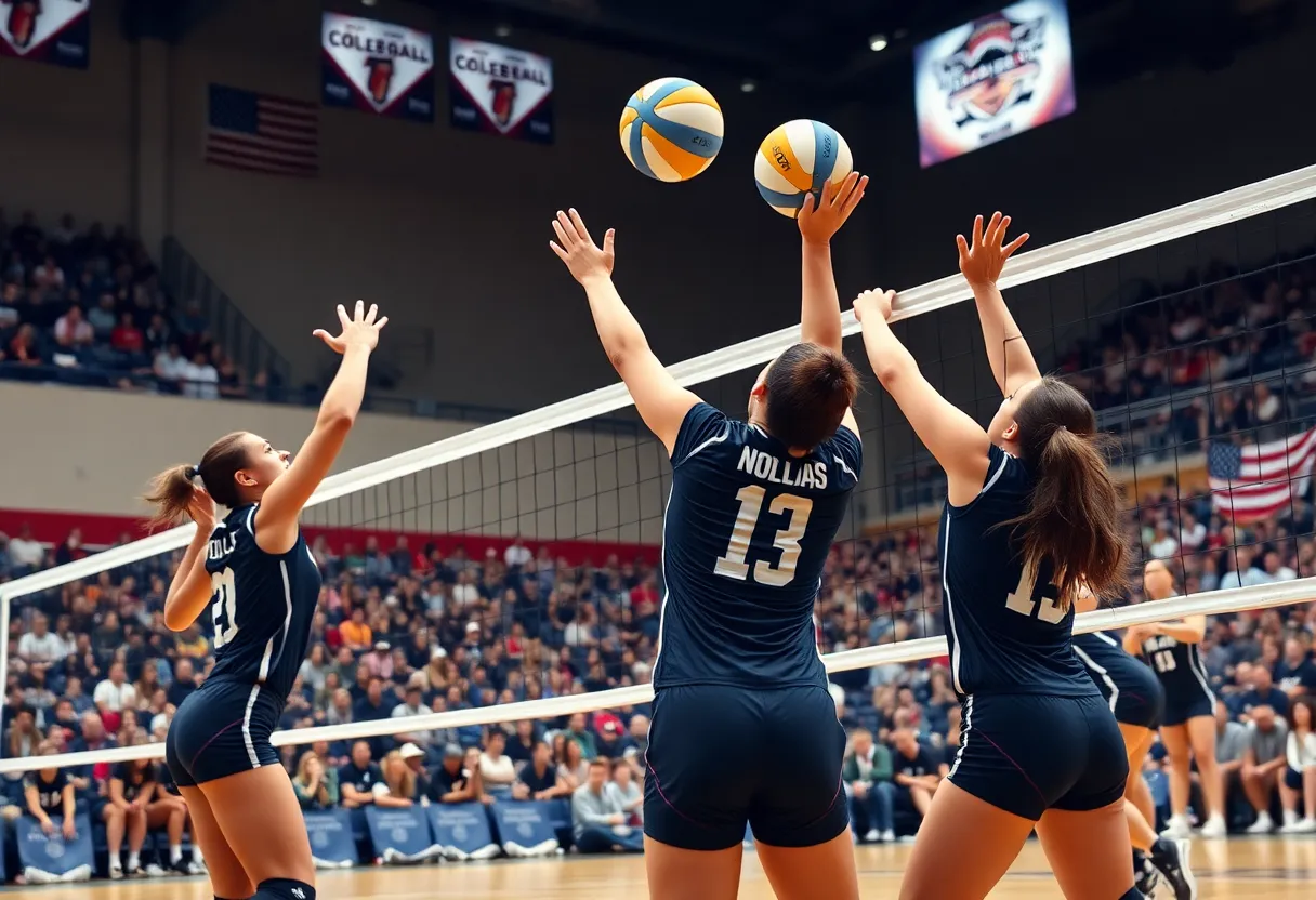 Collegiate volleyball match with Kentucky teams in competition