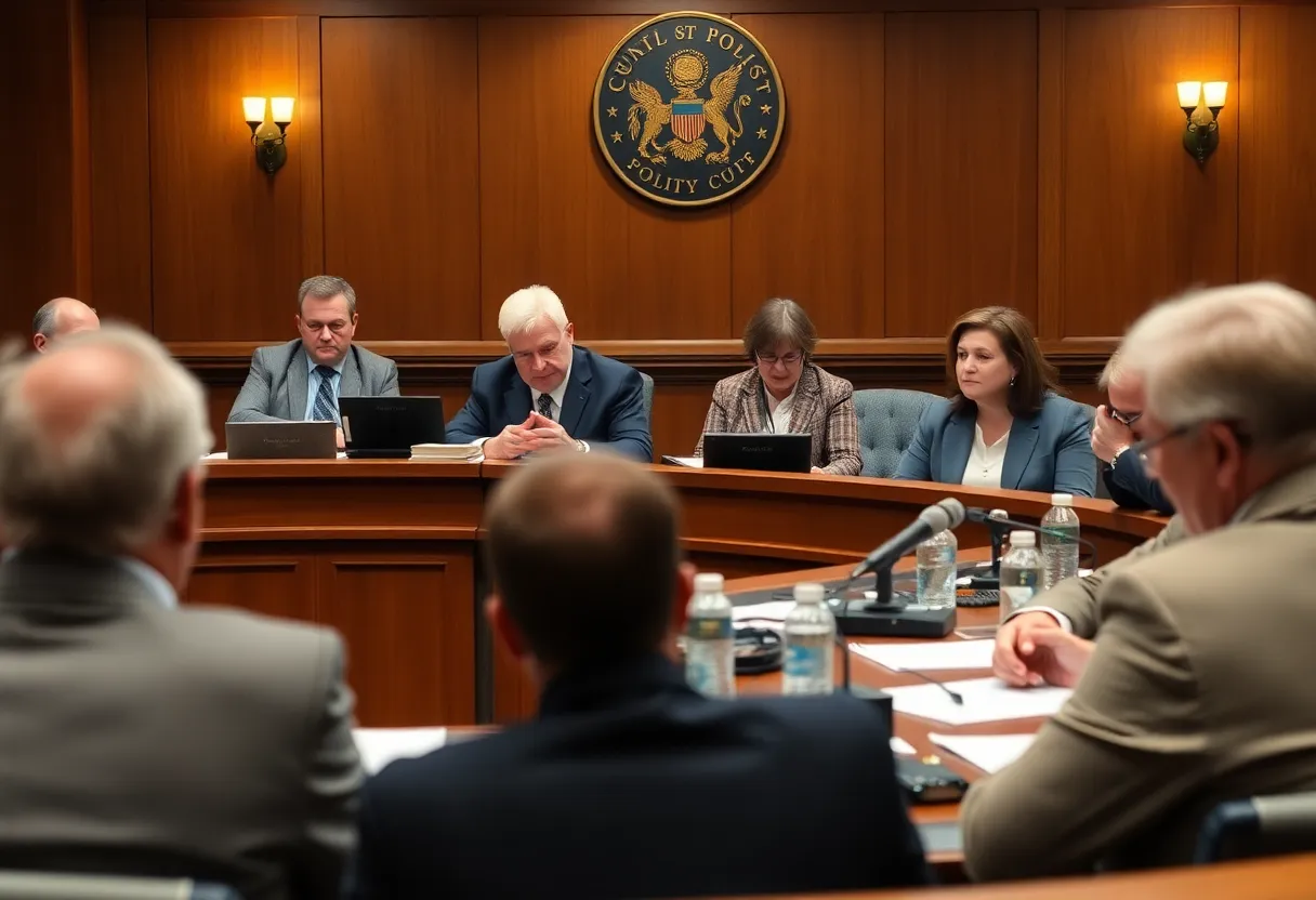 Louisville Metro Council members discussing law enforcement mask ordinance