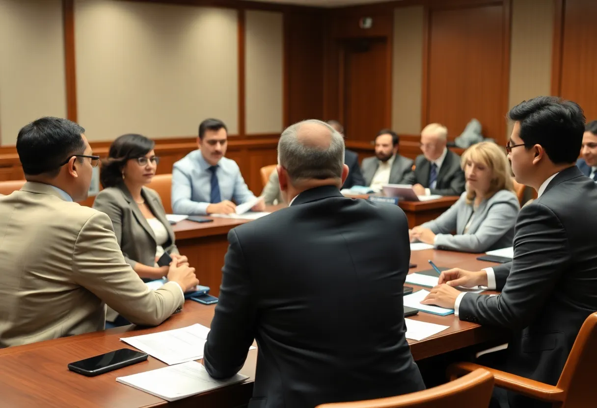 Louisville Metro Council members discussing legislation
