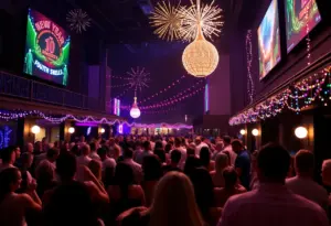 Crowd gathering for New Year's Eve celebration in Louisville