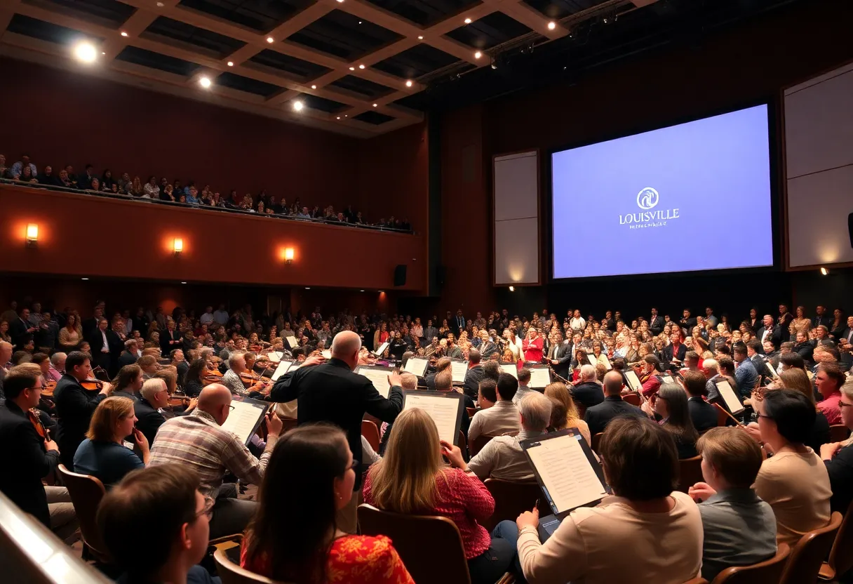 Audience enjoying a performance by the Louisville Orchestra in a concert hall