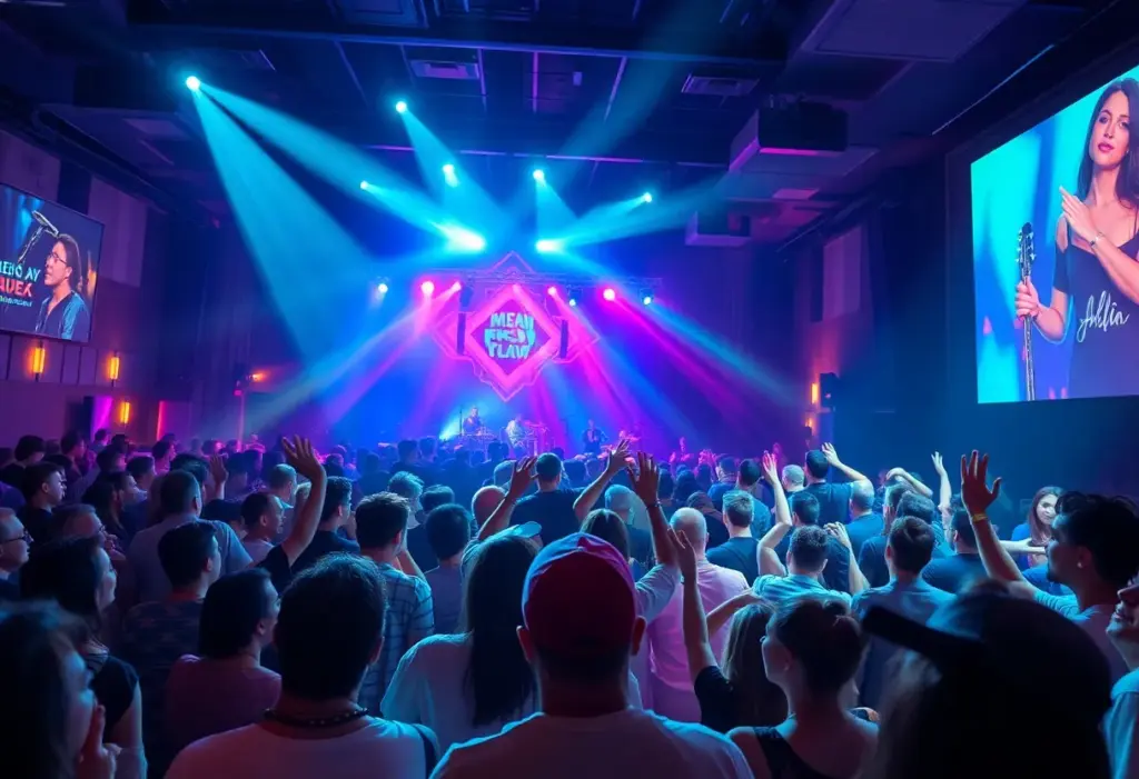 Audience enjoying a live music concert at Planet of the Tapes, Louisville.