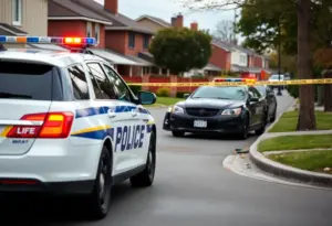 Police car and crime scene in Hurstbourne Acres neighborhood