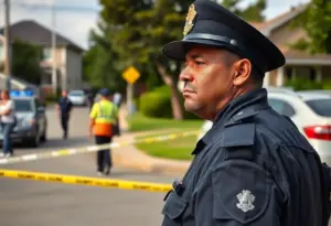 Police officers at an incident scene in Hurstbourne Acres