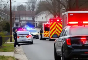 Emergency vehicles at a police shooting scene in Louisville