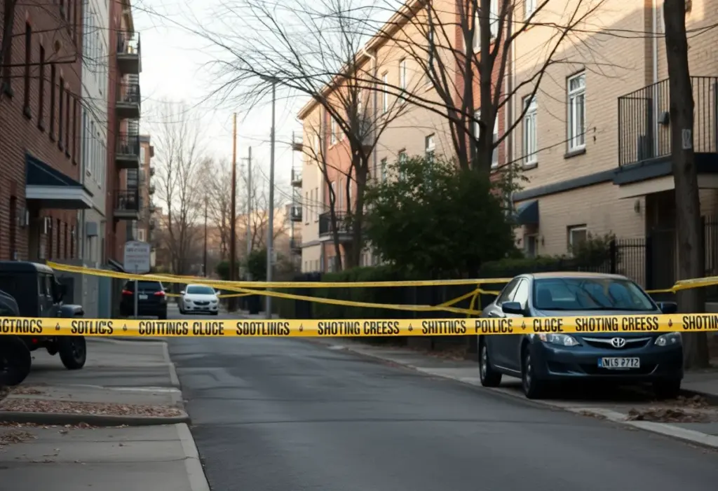 Crime scene with police tape in an urban neighborhood