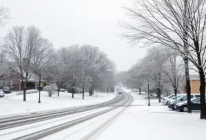 Snow-covered streets in Louisville, KY
