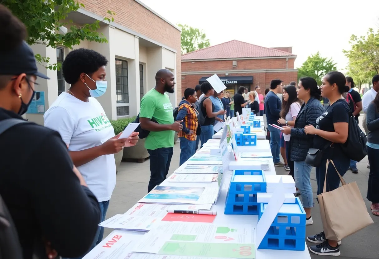 Volunteers providing free HIV testing at a community event in Louisville.
