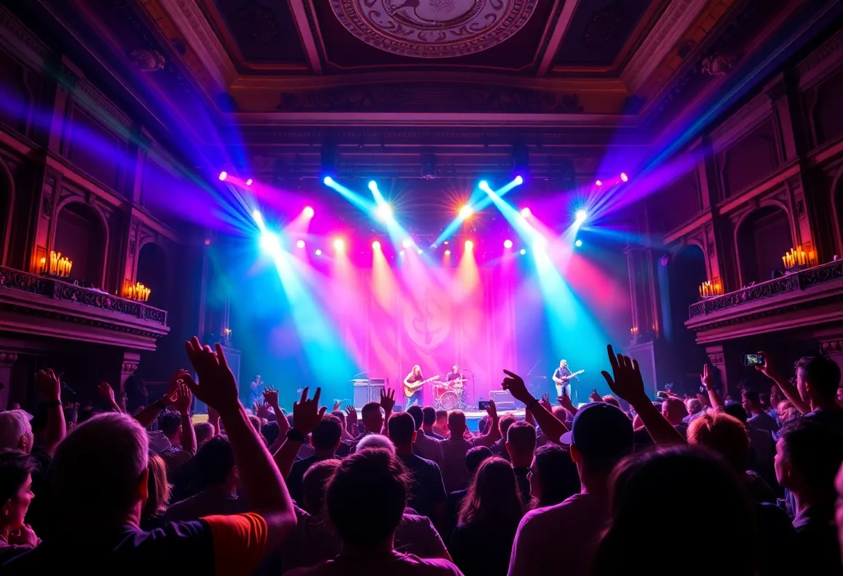 A lively concert crowd at The Louisville Palace Theatre
