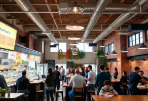 Interior view of Mashup food hall and coworking space in Louisville's NuLu district