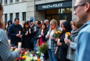 Community honoring Detective Deidre Mengedoht at a memorial service.