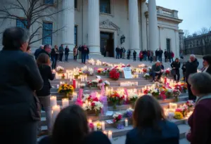 Community members gather for a memorial service honoring homeless lives lost.