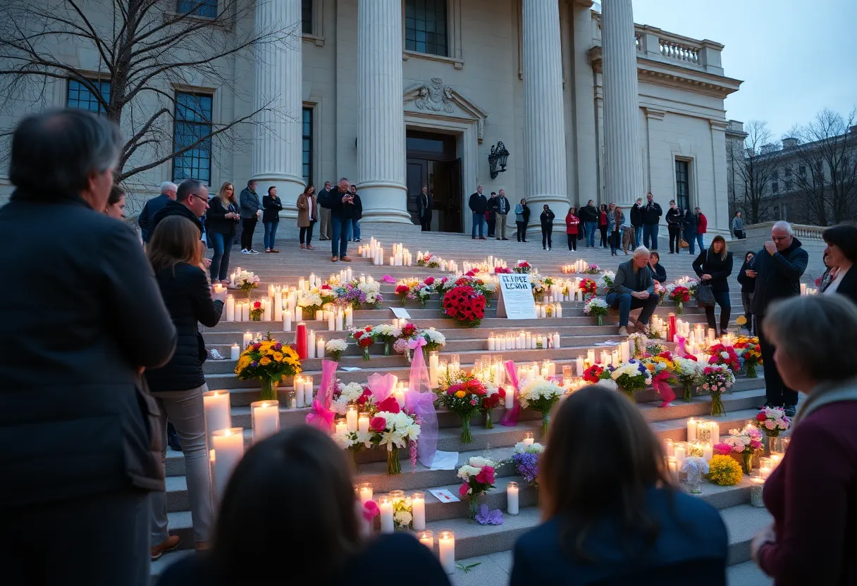 Community members gather for a memorial service honoring homeless lives lost.