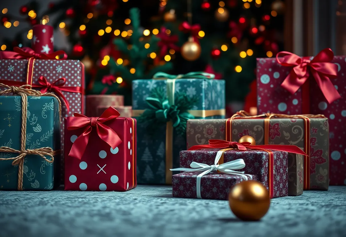 Boxes wrapped as Christmas gifts suggesting hidden danger