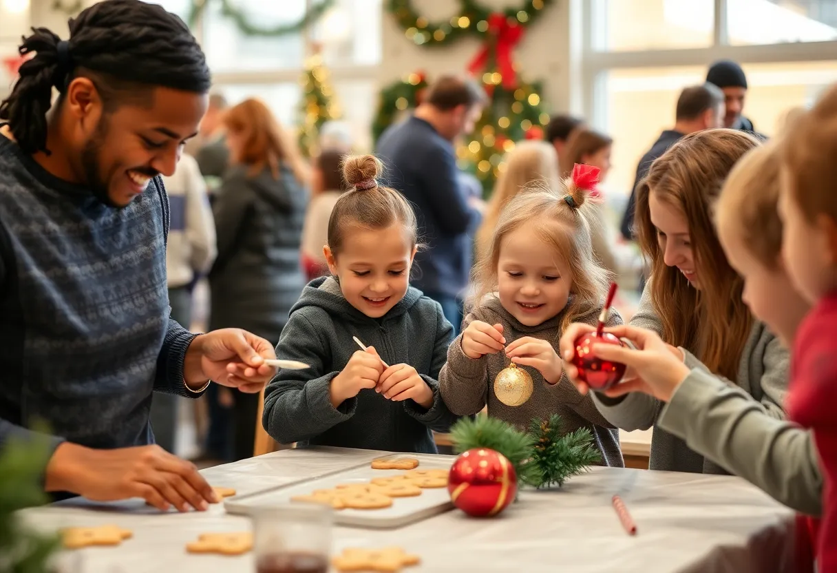 Families enjoying festive activities at Miracle on Hope Street in Louisville