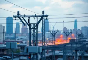 Visual representation of Kentucky's modern power grid with smart technologies.