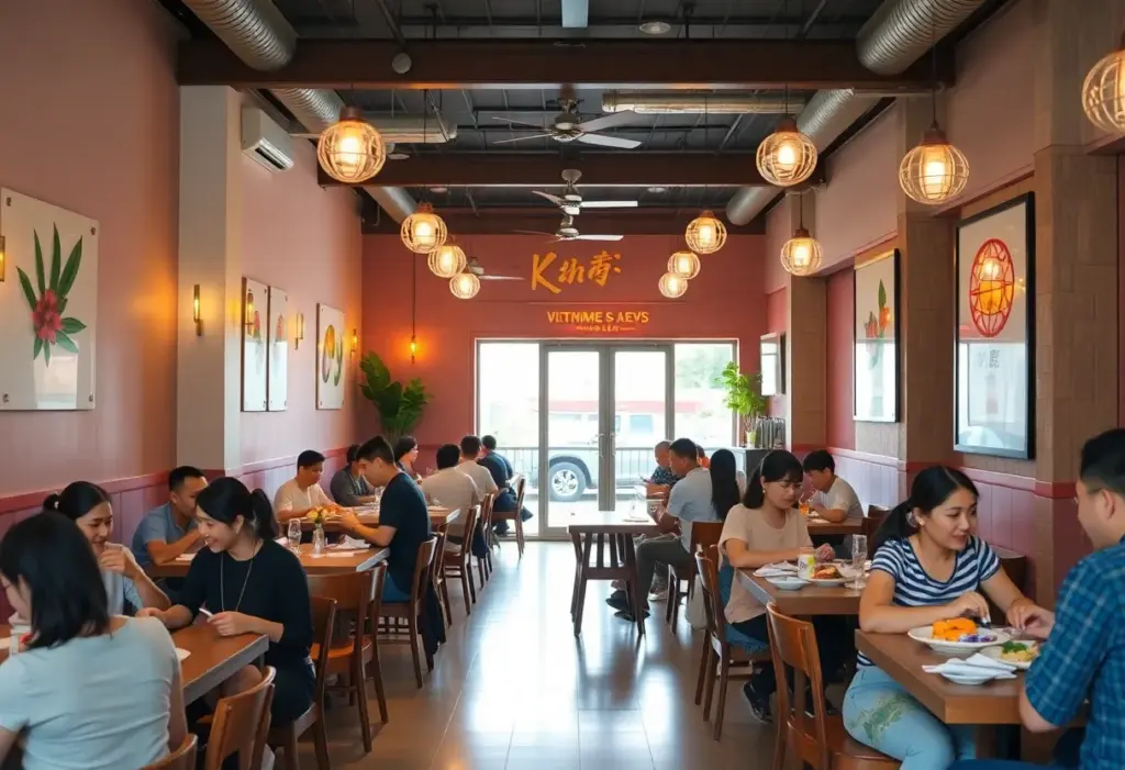 Interior view of MoonDog restaurant in Butchertown, Louisville, showcasing a modern design and dining experience.