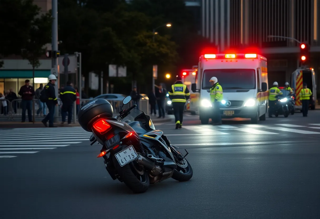Emergency responders at a motorcycle crash site in Louisville