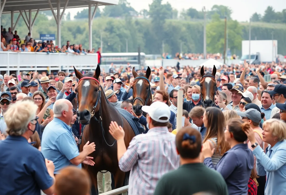 Crowd at NHC Qualifier celebrating the horse racing event