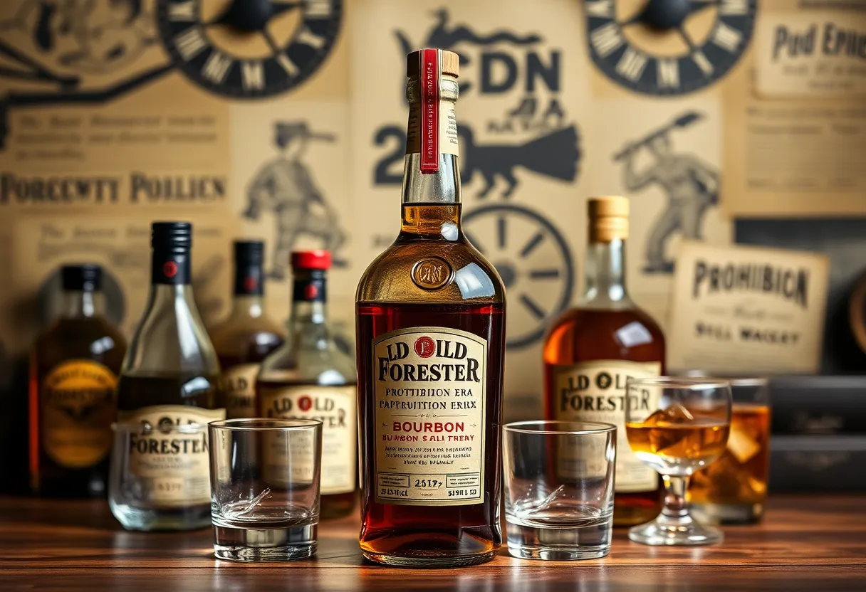 Old Forester Prohibition Era Still Proof Bourbon in a vintage setting