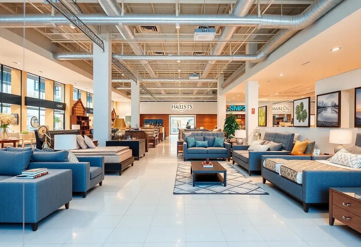 Interior view of Overstock Furniture showroom in Louisville
