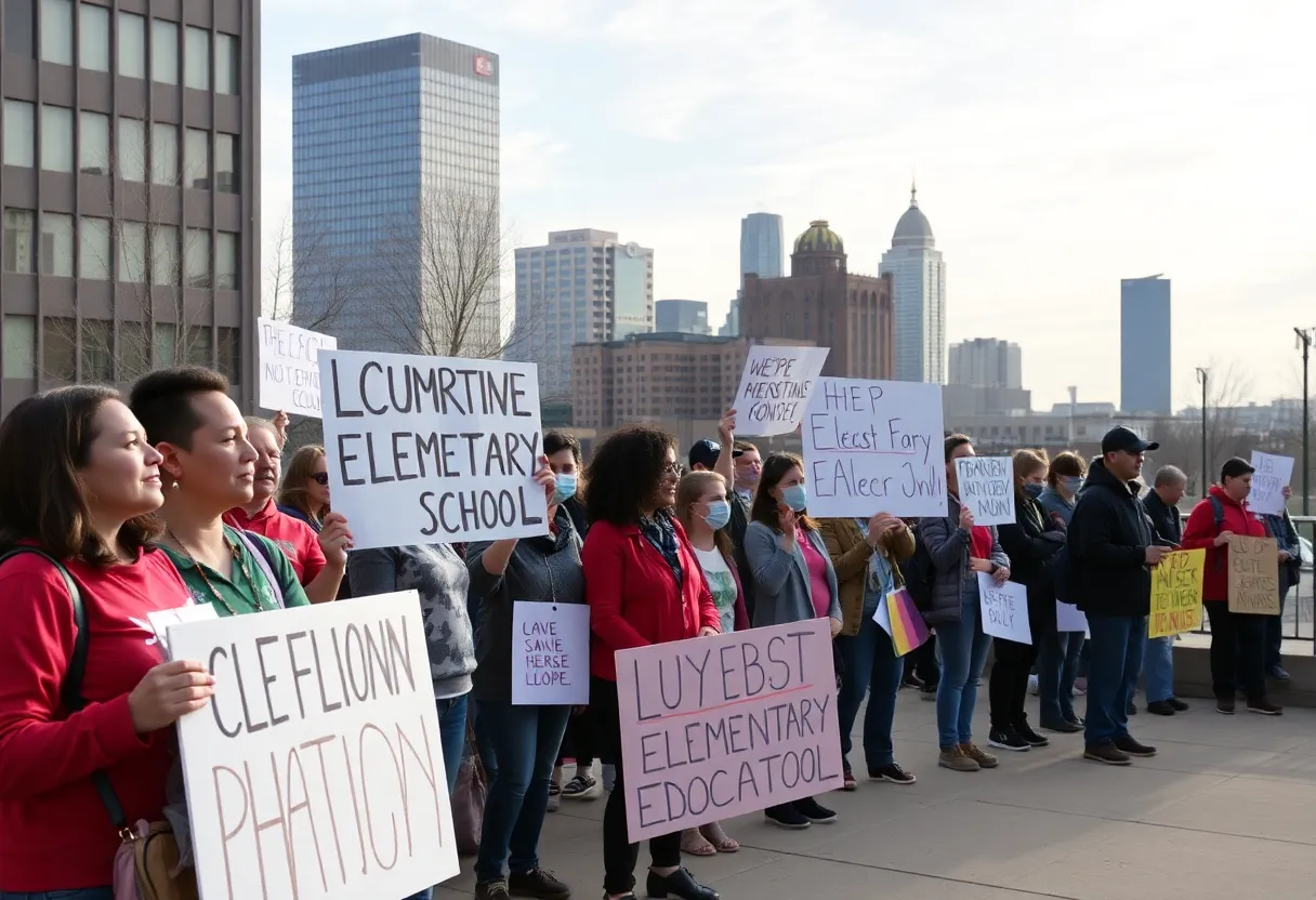 Parents and teachers rallying for King Elementary School in Louisville