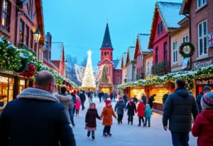 Families enjoying winter activities at Paristown's Fête de Noël
