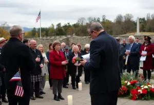 Ceremony honoring Pearl Harbor survivors with memorials
