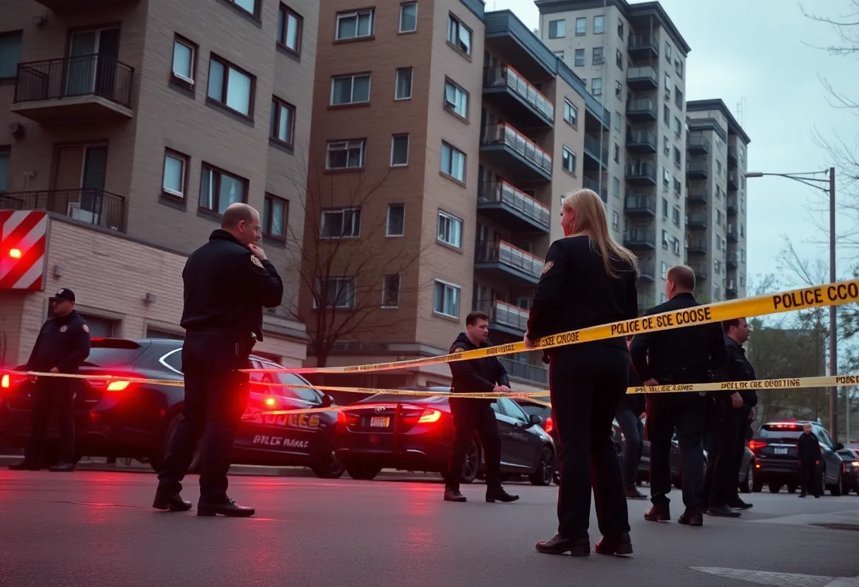 Police investigation at a crime scene in Louisville