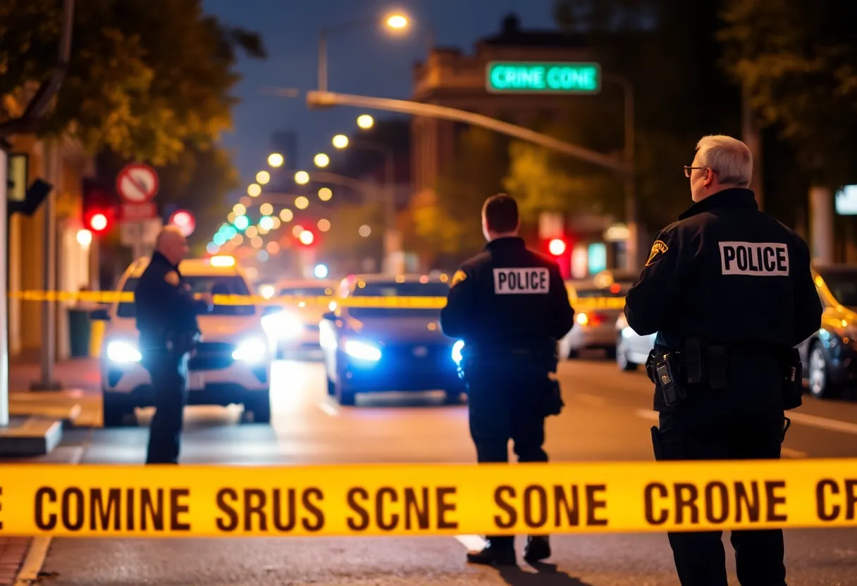 Police investigating a crime scene in Louisville