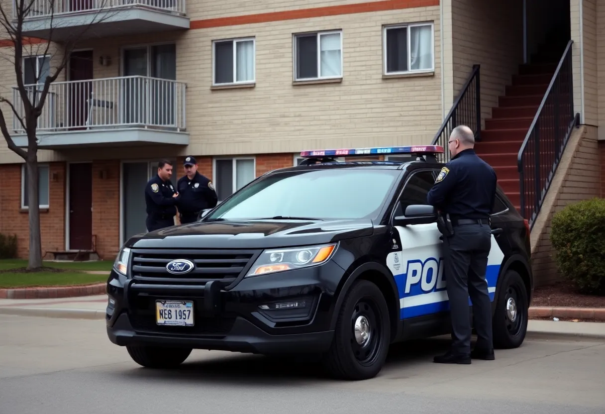 Police officers at apartment complex after shooting incident