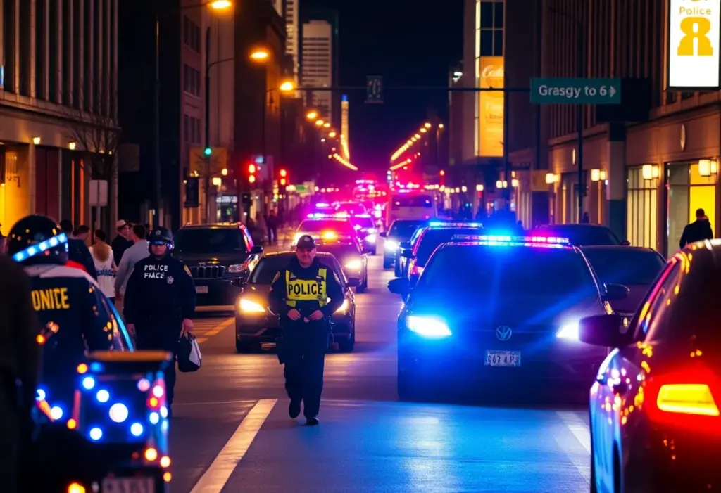Police vehicles and officers on Bardstown Road in Louisville during a crime-related incident