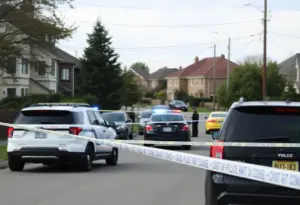 Police officers at a residential scene in Hurstbourne Acres