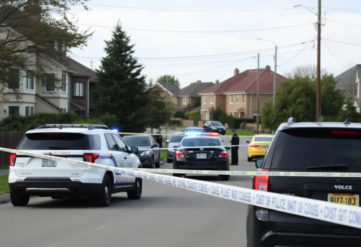 Police officers at a residential scene in Hurstbourne Acres