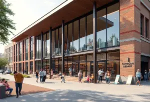 Exterior view of the renovated Portland Library