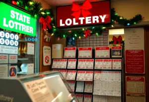 Kentucky Powerball tickets with Christmas decorations