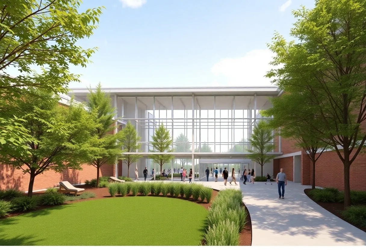 Architectural rendering of new dining space and STEM center at Sacred Heart Schools.