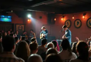 Scott Carney and Parker Gispert performing live on stage.
