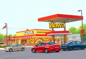 Rendering of Shake Shack and Wawa gas station in Jeffersonville