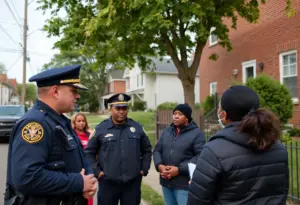 Police officers on duty in Shelby Park neighborhood, Louisville