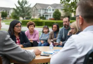 Community members discussing child safety measures