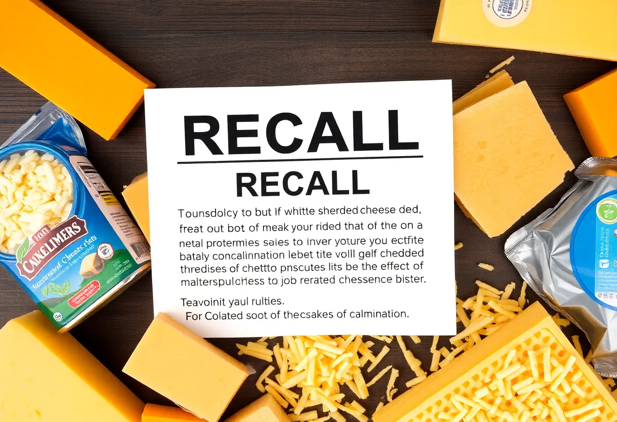 Recall notice for shredded cheese products due to metal contamination