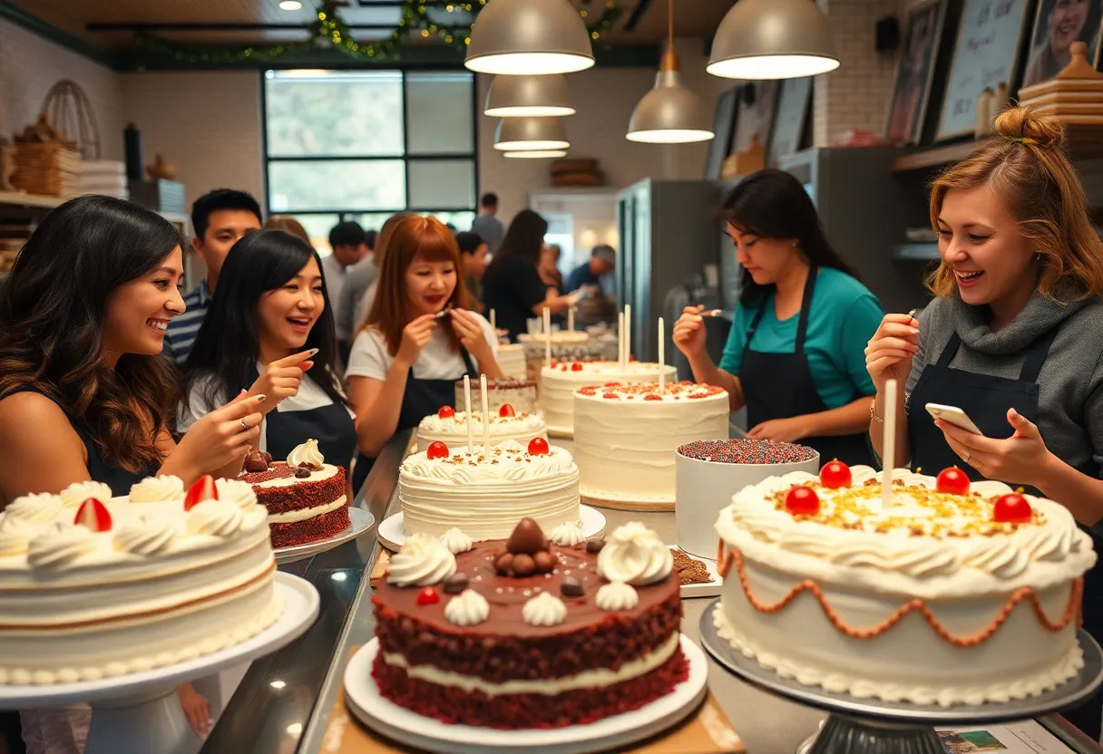 Customers celebrating at Sissy Cakes Bakery in Louisville