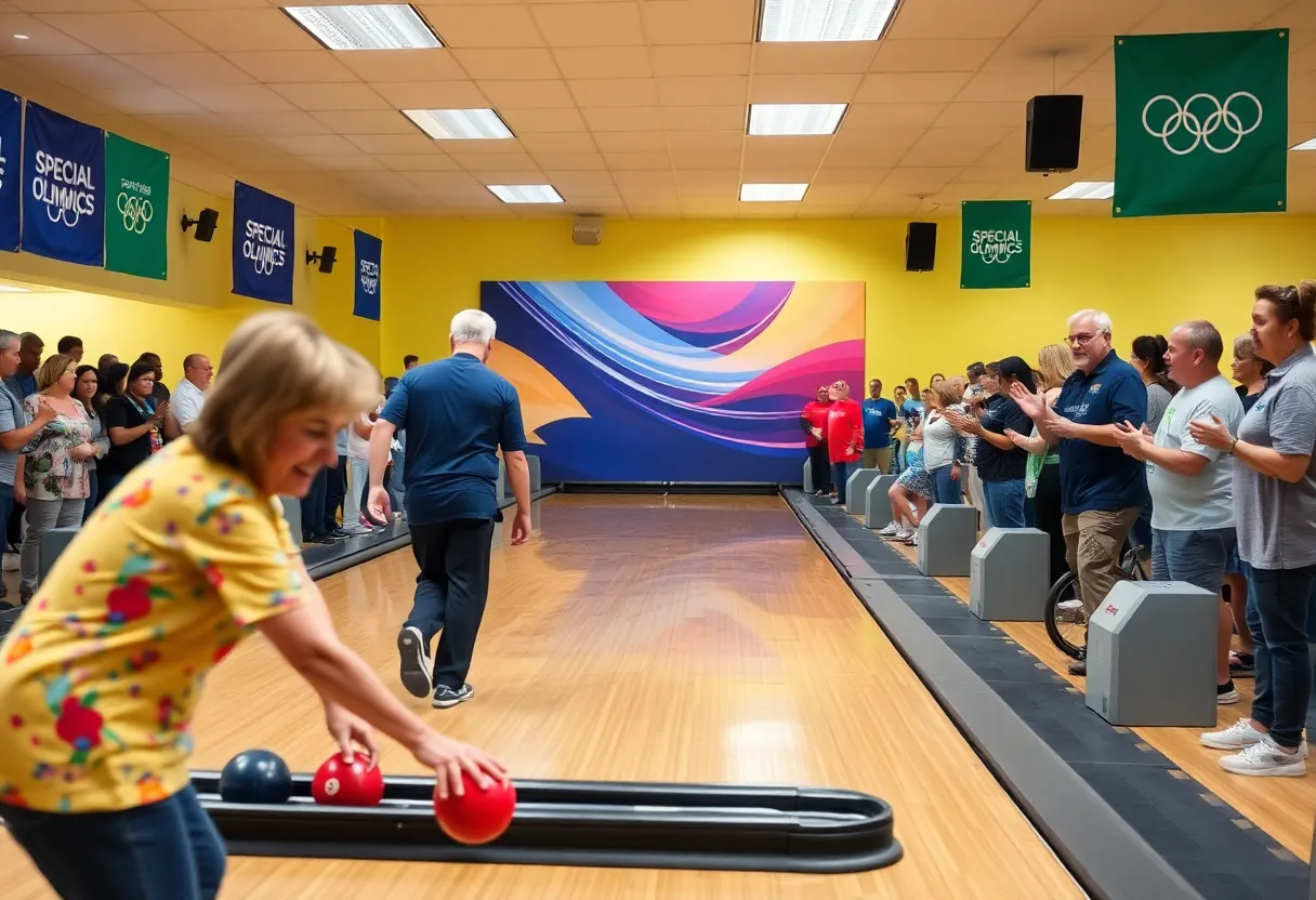 Athletes participating in the Special Olympics Kentucky State Bowling Tournament