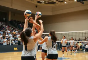 Texas A&M Volleyball team celebrating their championship victory
