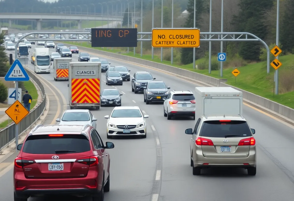 Traffic congestion on I-65 South due to lane closures for bridge repair